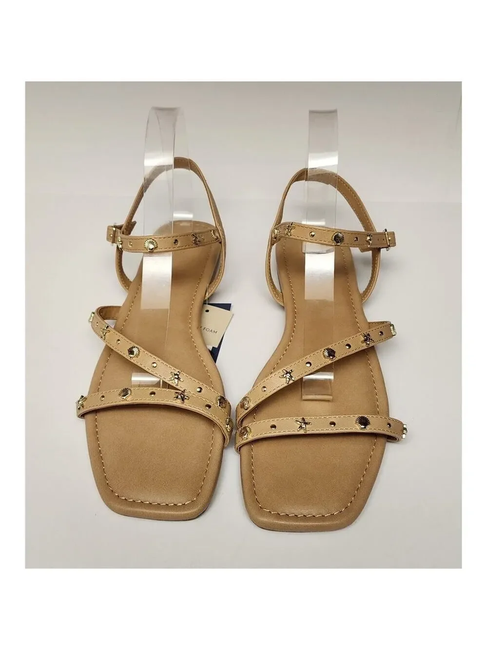 Universal Thread Women's Tan Florence Embellished Ankle Strap Sandals Size 11